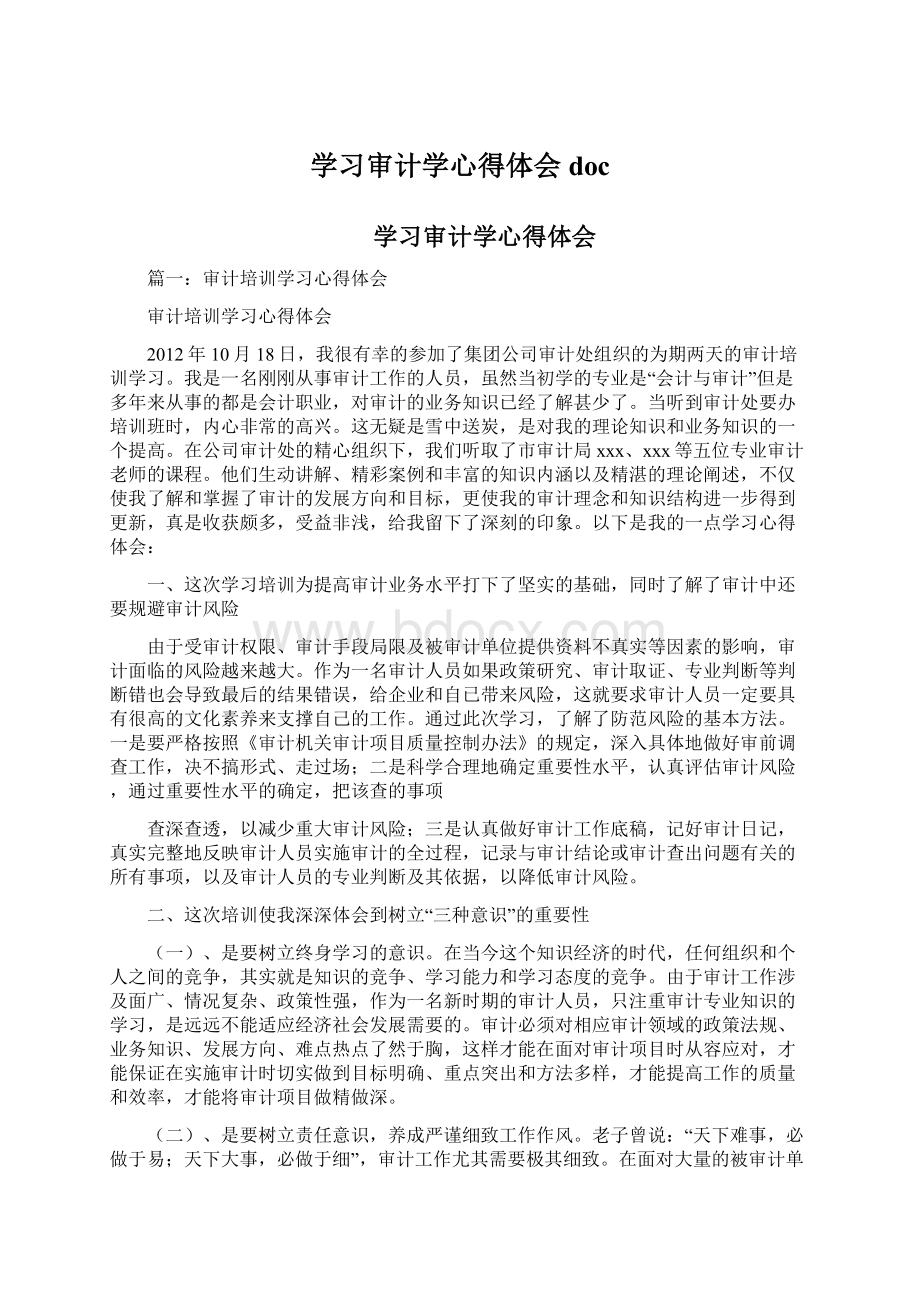 学习审计学心得体会doc.docx