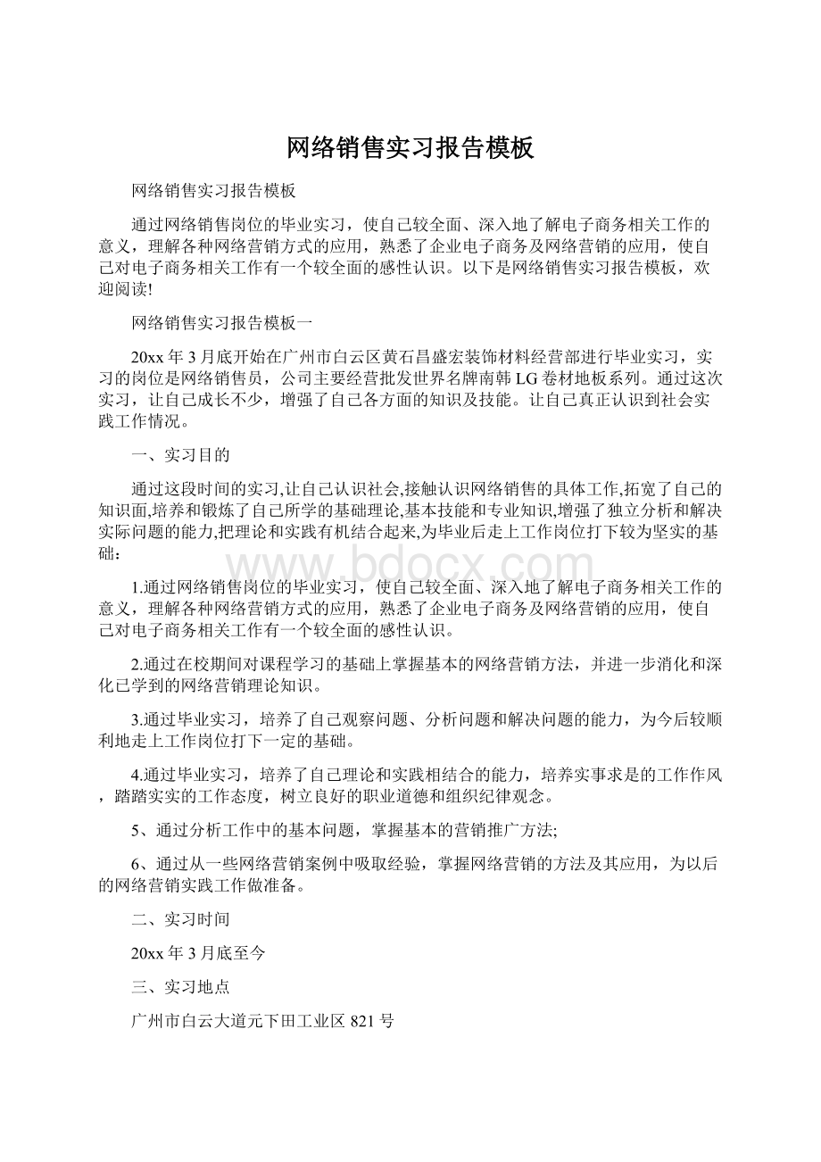 网络销售实习报告模板.docx_第1页