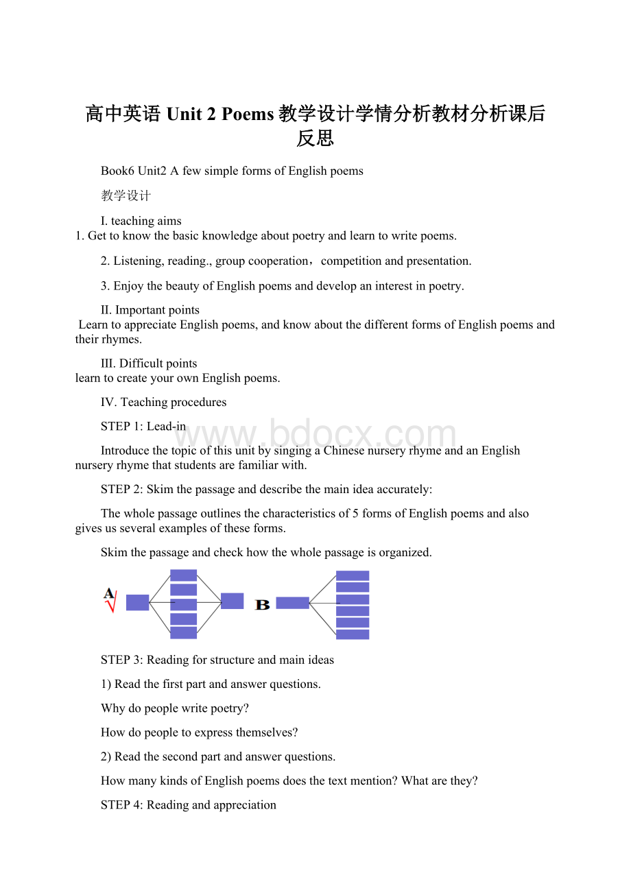 高中英语Unit 2 Poems教学设计学情分析教材分析课后反思.docx_第1页