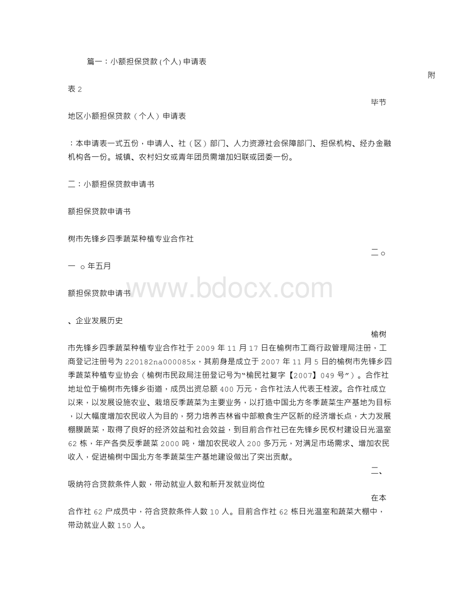 小额担保贷款个人申请书.doc