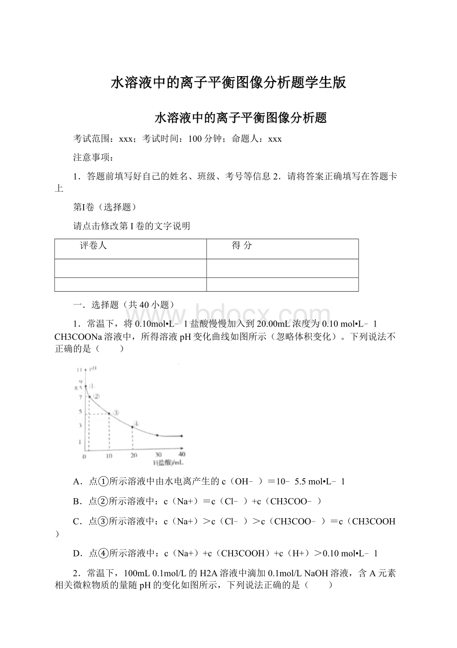 水溶液中的离子平衡图像分析题学生版.docx_第1页