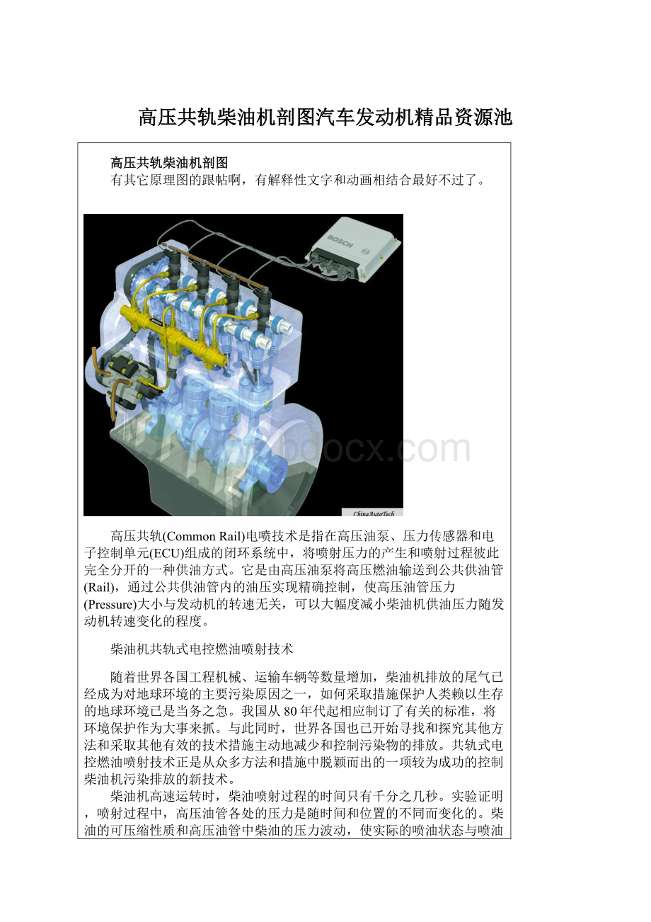 高压共轨柴油机剖图汽车发动机精品资源池Word格式.docx