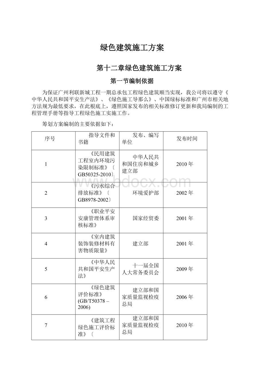 绿色建筑施工方案Word文档下载推荐.docx_第1页