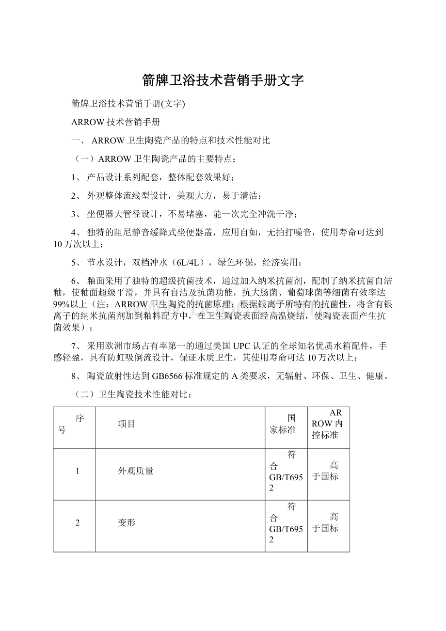 箭牌卫浴技术营销手册文字.docx