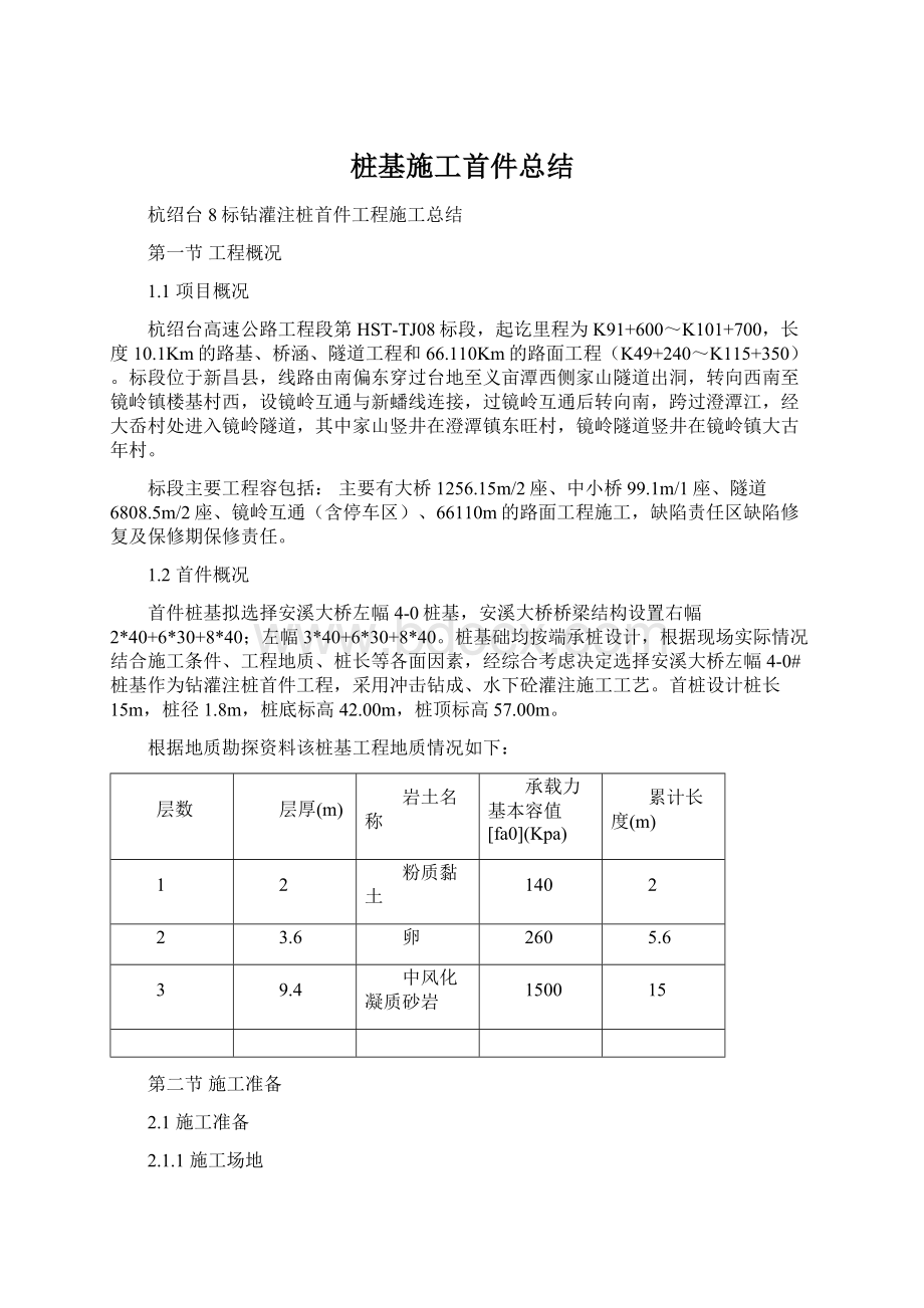 桩基施工首件总结.docx