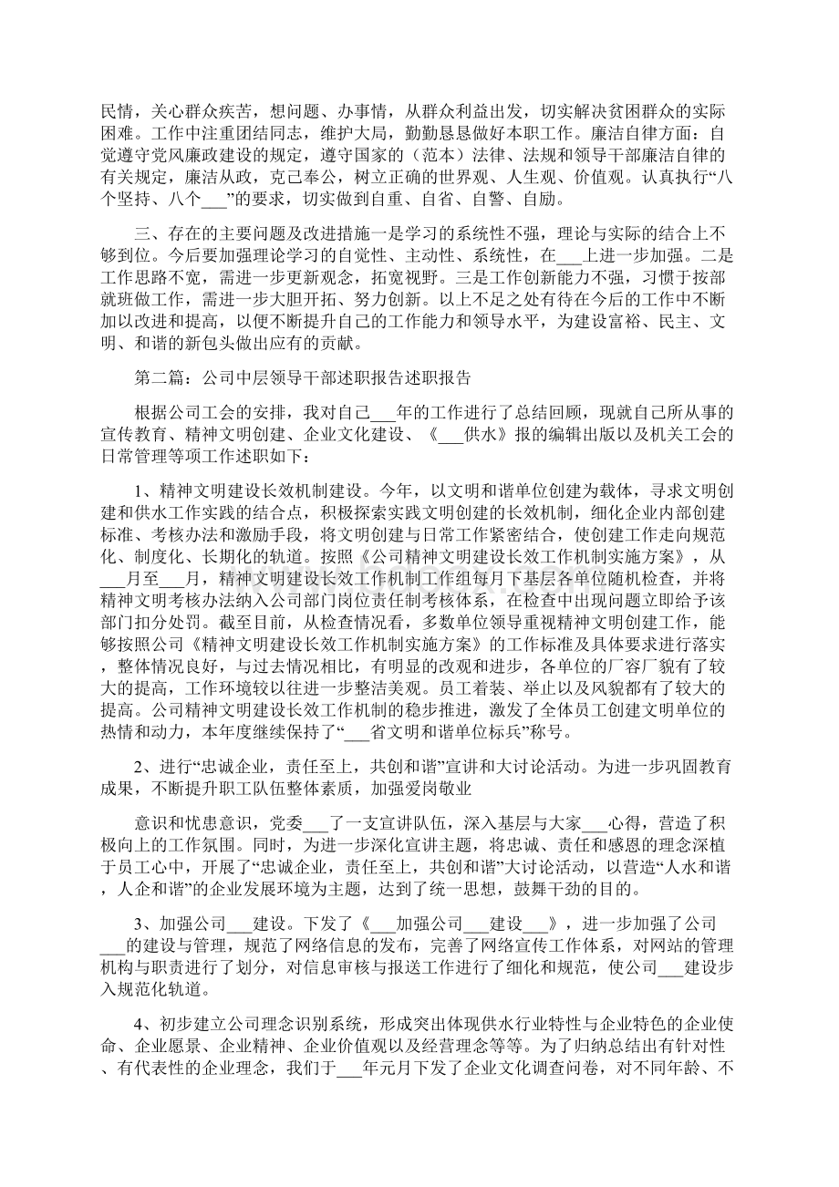 度中层领导干部年终考核述职报告Word格式文档下载.docx_第2页