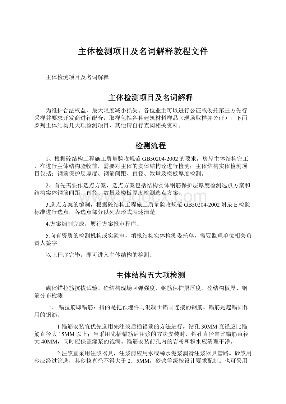 主体检测项目及名词解释教程文件.docx