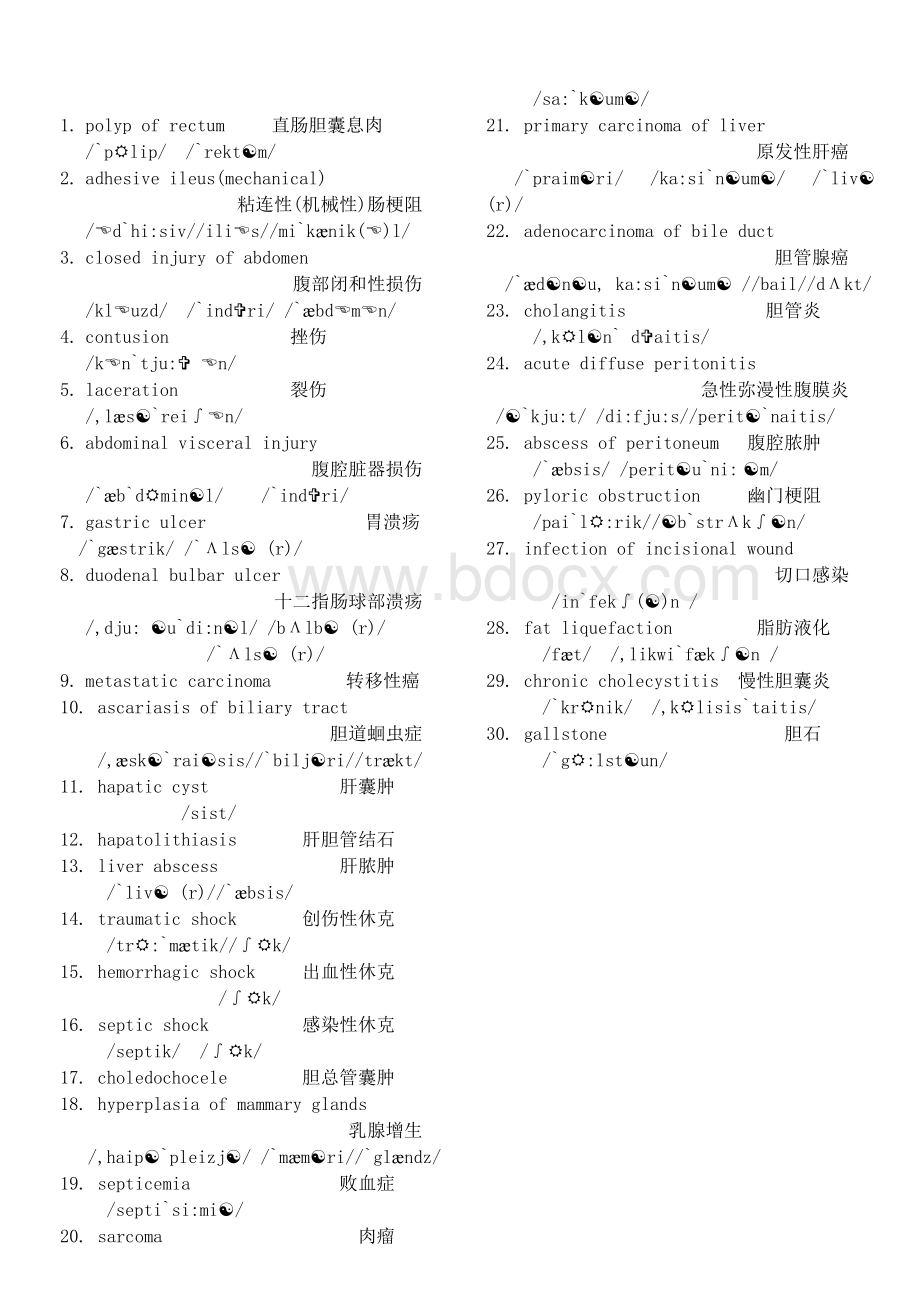 普外科常用英语单词Word文档下载推荐.doc_第2页