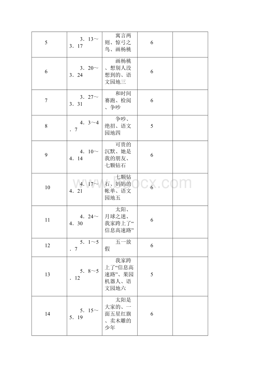 人教版小学三年级下册语文一二单元教案表格式.docx_第2页