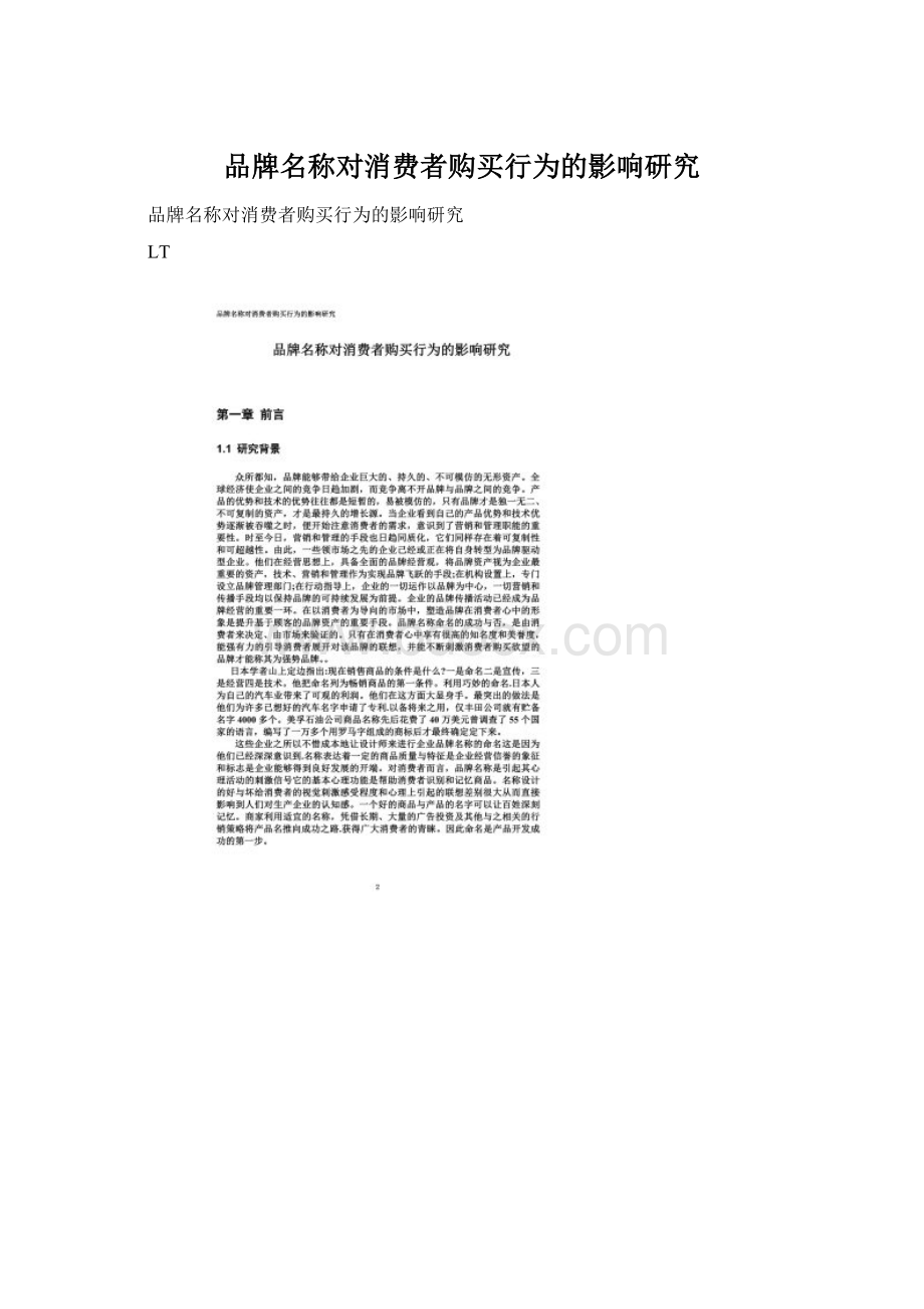 品牌名称对消费者购买行为的影响研究文档格式.docx_第1页