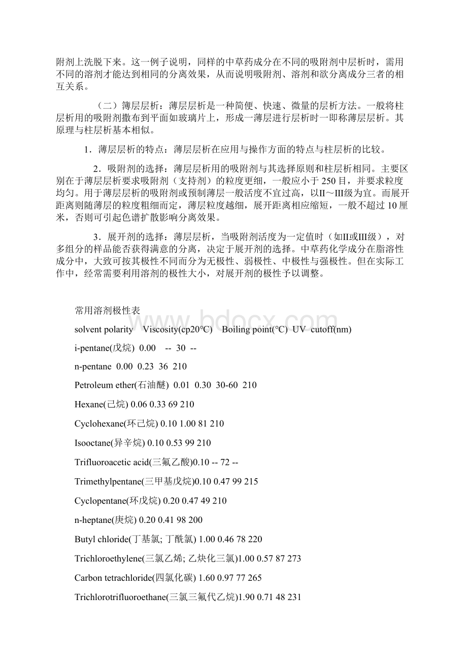 展开剂的选择以及常用溶剂极性表知识讲解Word文档格式.docx_第3页