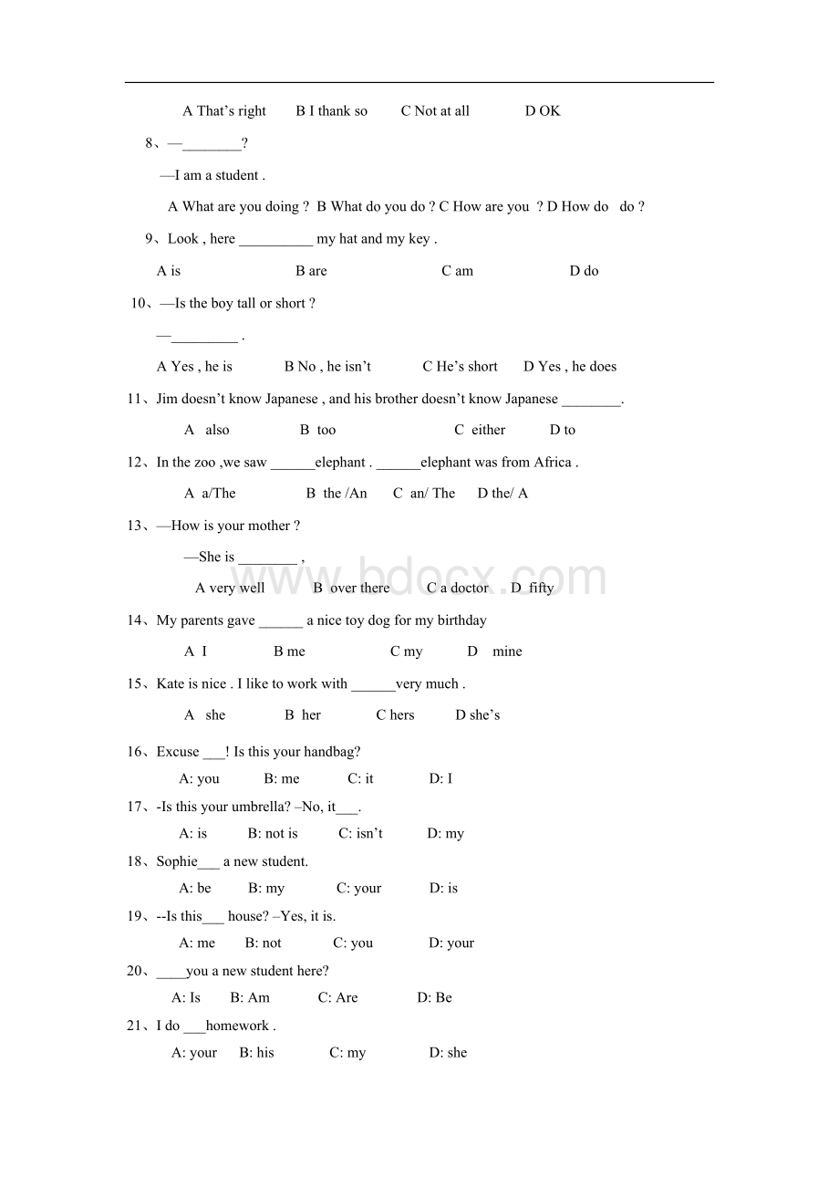 新概念第一册1-6课练习题(1)Word文档下载推荐.docx_第2页