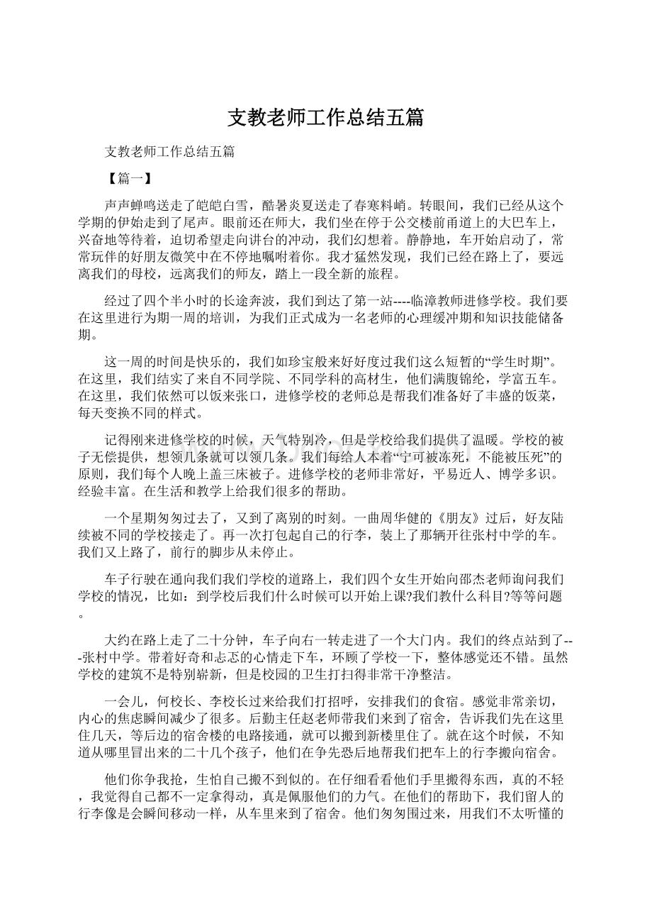 支教老师工作总结五篇.docx