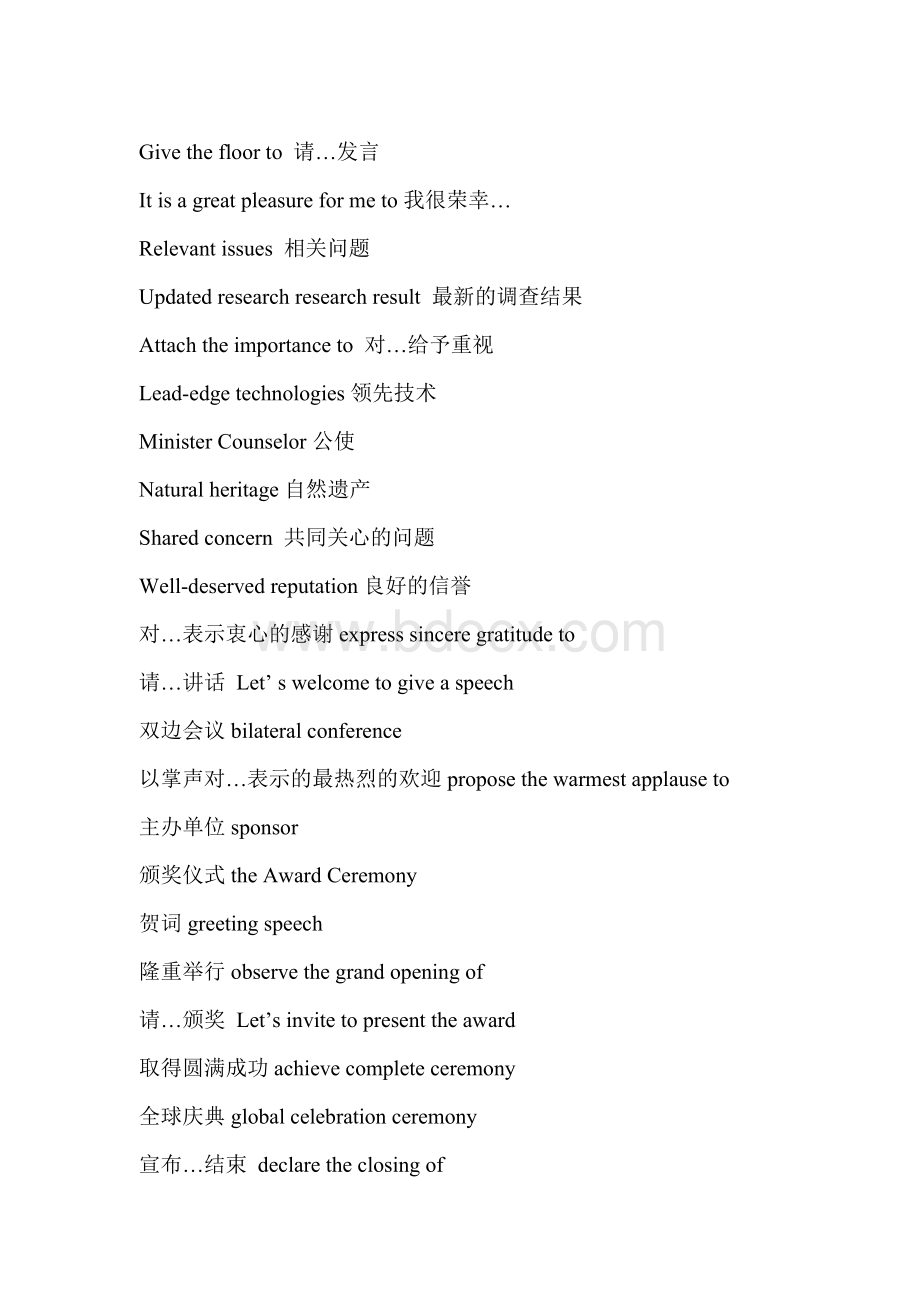 中级口译必备词组Word格式文档下载.doc_第1页