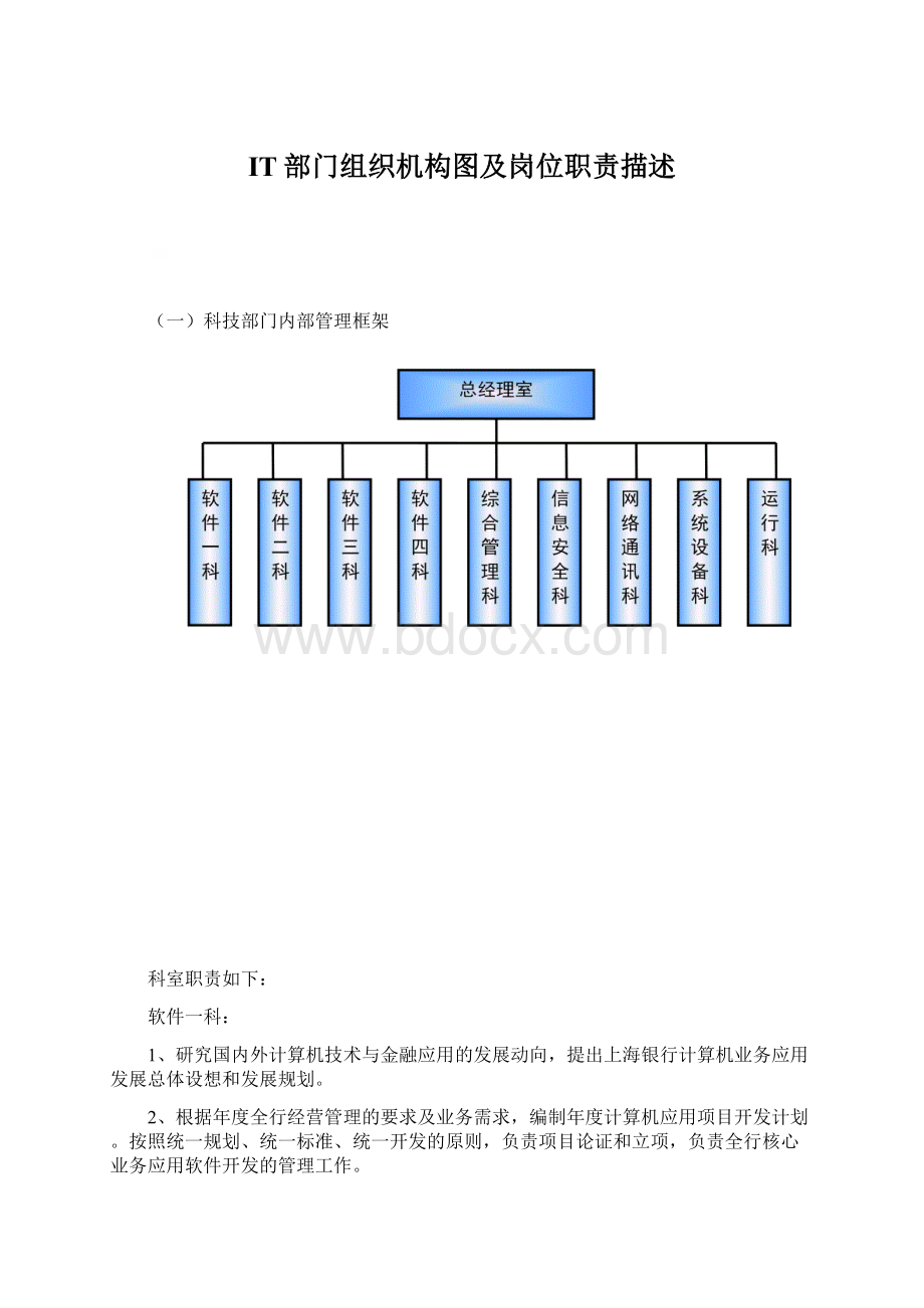 IT部门组织机构图及岗位职责描述Word文档下载推荐.docx_第1页