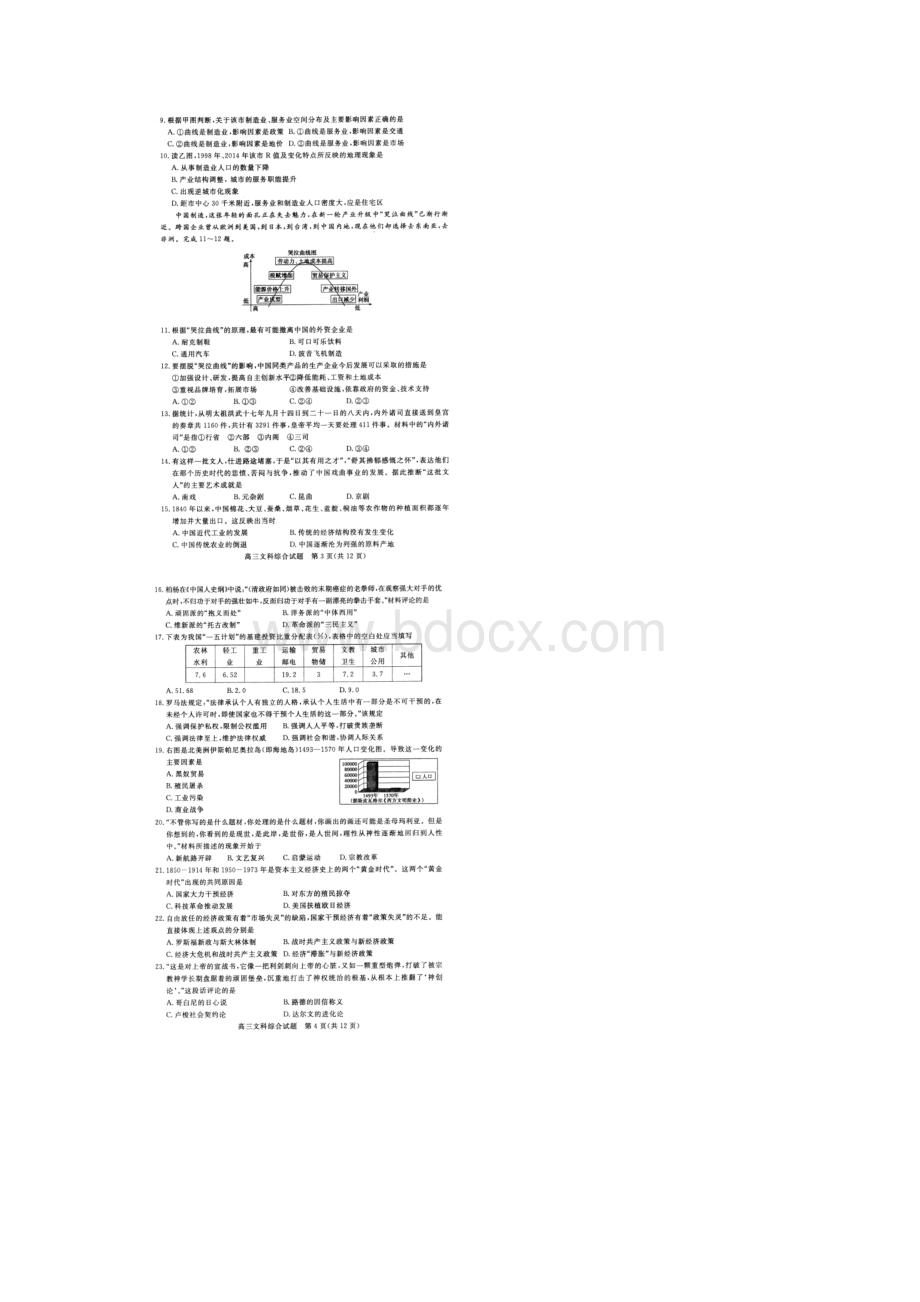 山东省滨州市届高三下学期模拟考试文综试题 扫描版Word文档格式.docx_第2页