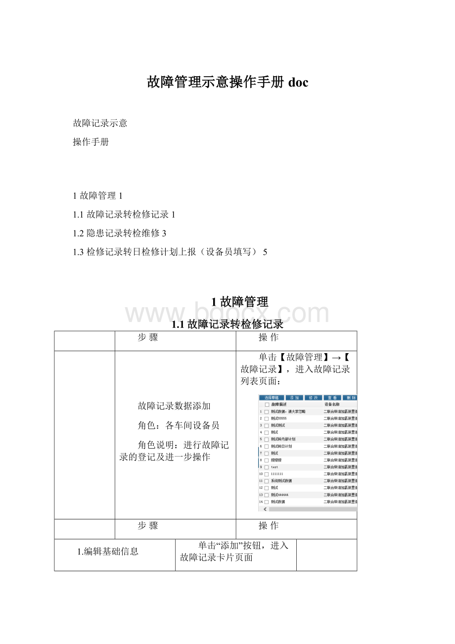 故障管理示意操作手册doc.docx