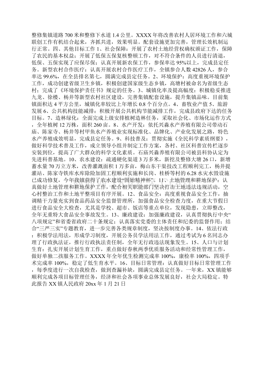 乡镇年度目标完成情况自查报告Word文档下载推荐.docx_第2页