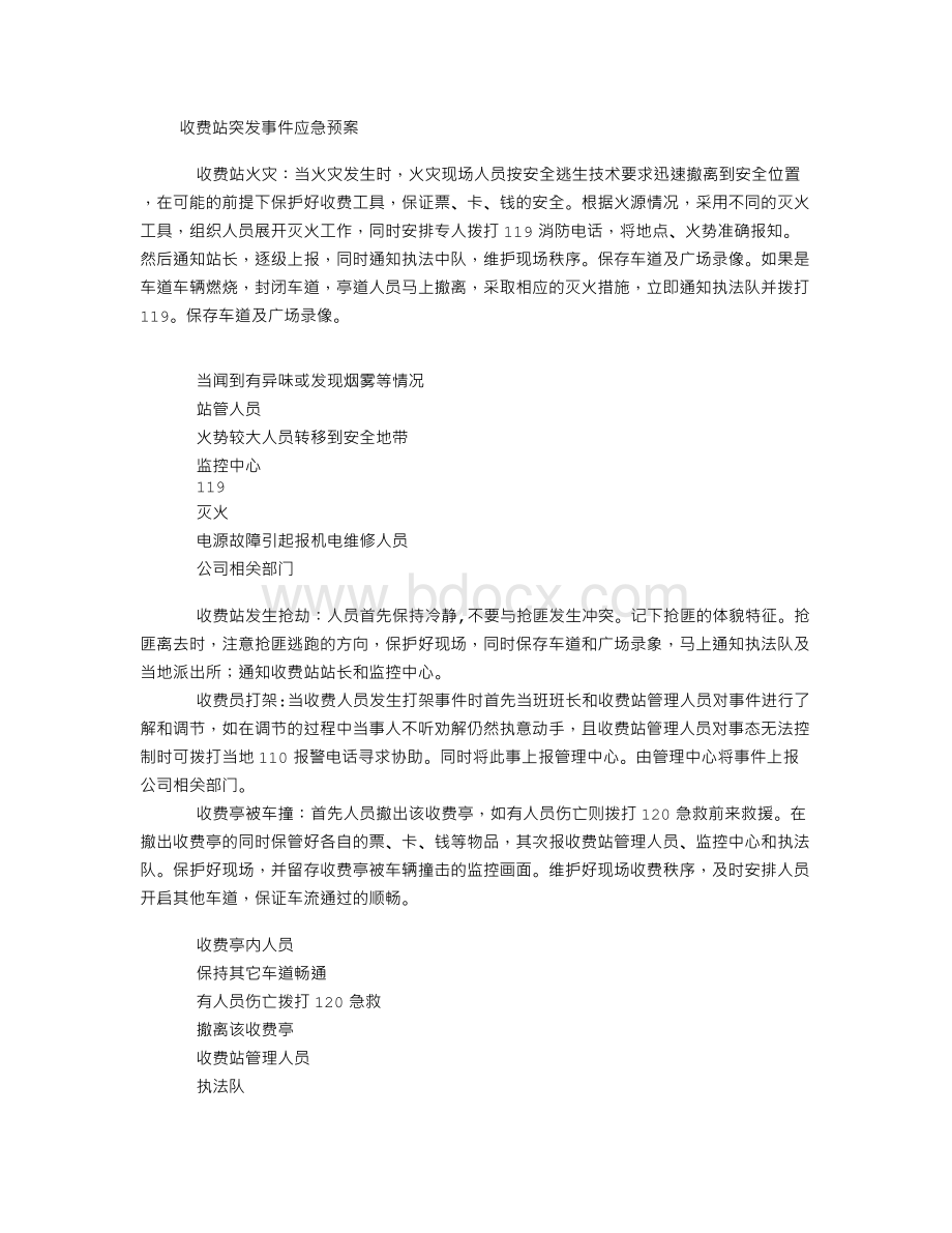 收费站突发事件应急预案Word文档格式.doc