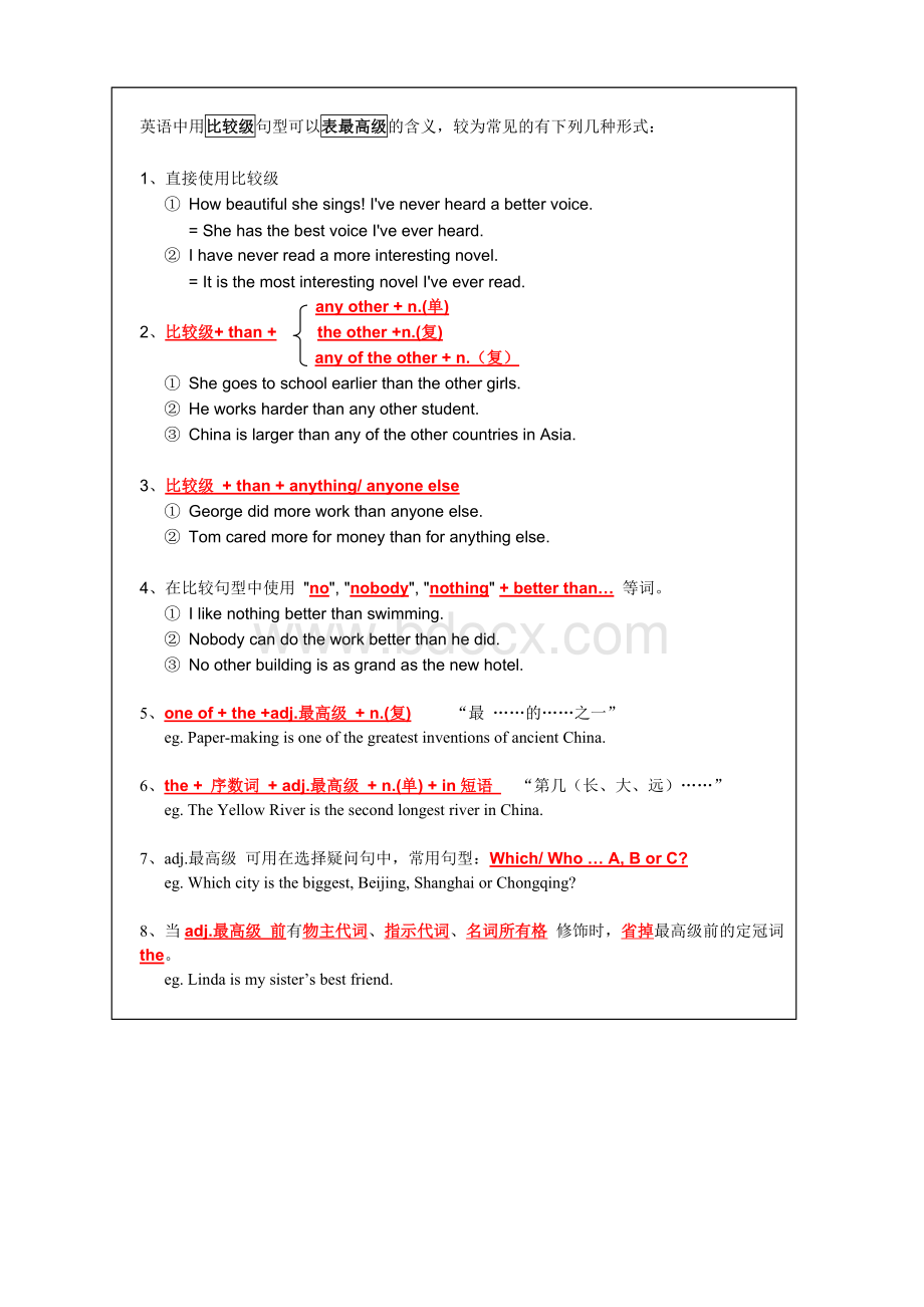 形容词用比较级表示最高级.doc