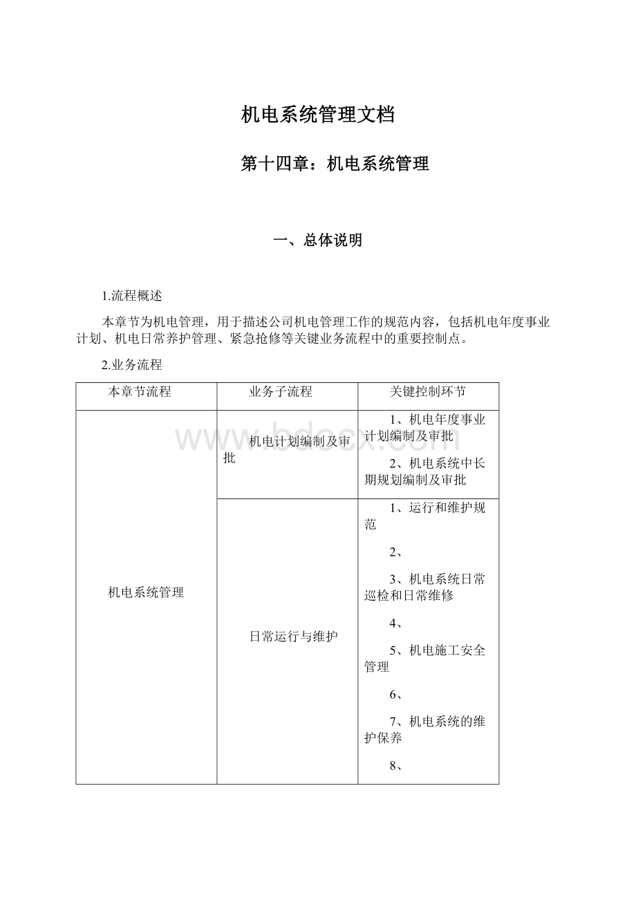 机电系统管理文档Word文档格式.docx