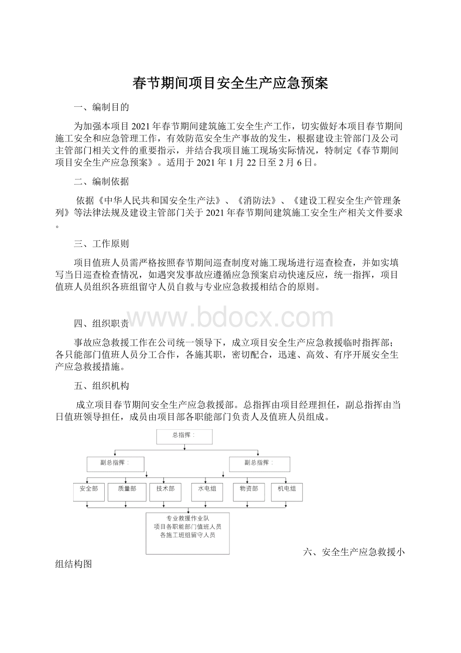 春节期间项目安全生产应急预案.docx