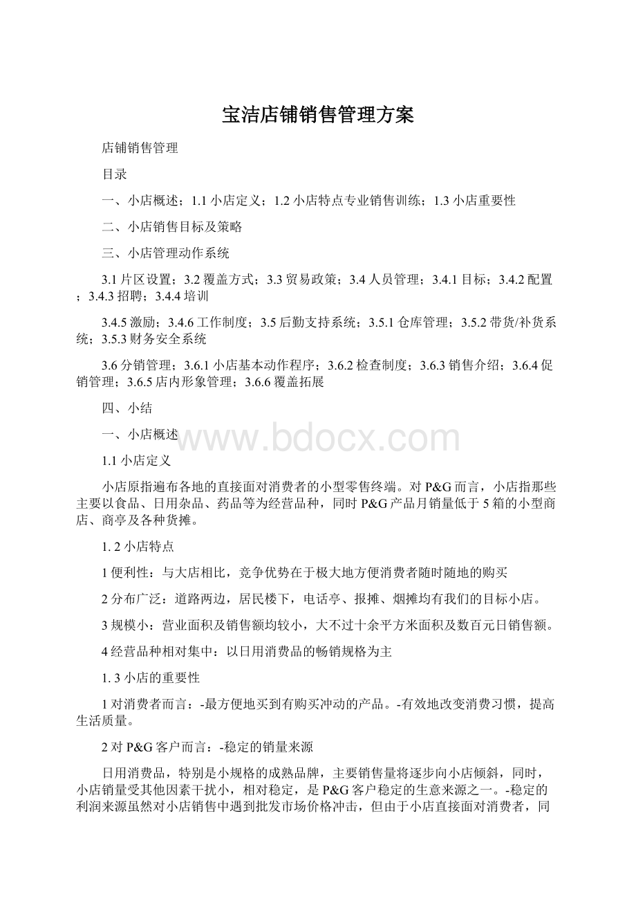 宝洁店铺销售管理方案.docx