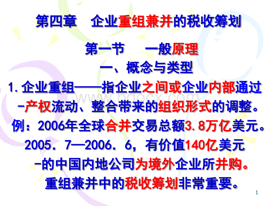 第4章1企业分立合并中的税收筹划PPT推荐.ppt_第1页