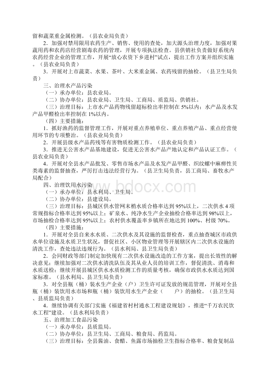 治理餐桌污染建设食品放心工程工作方案Word下载.docx_第2页