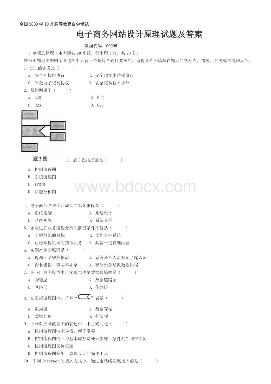 电子商务网站设计原理2009年10月Word文档下载推荐.doc_第1页