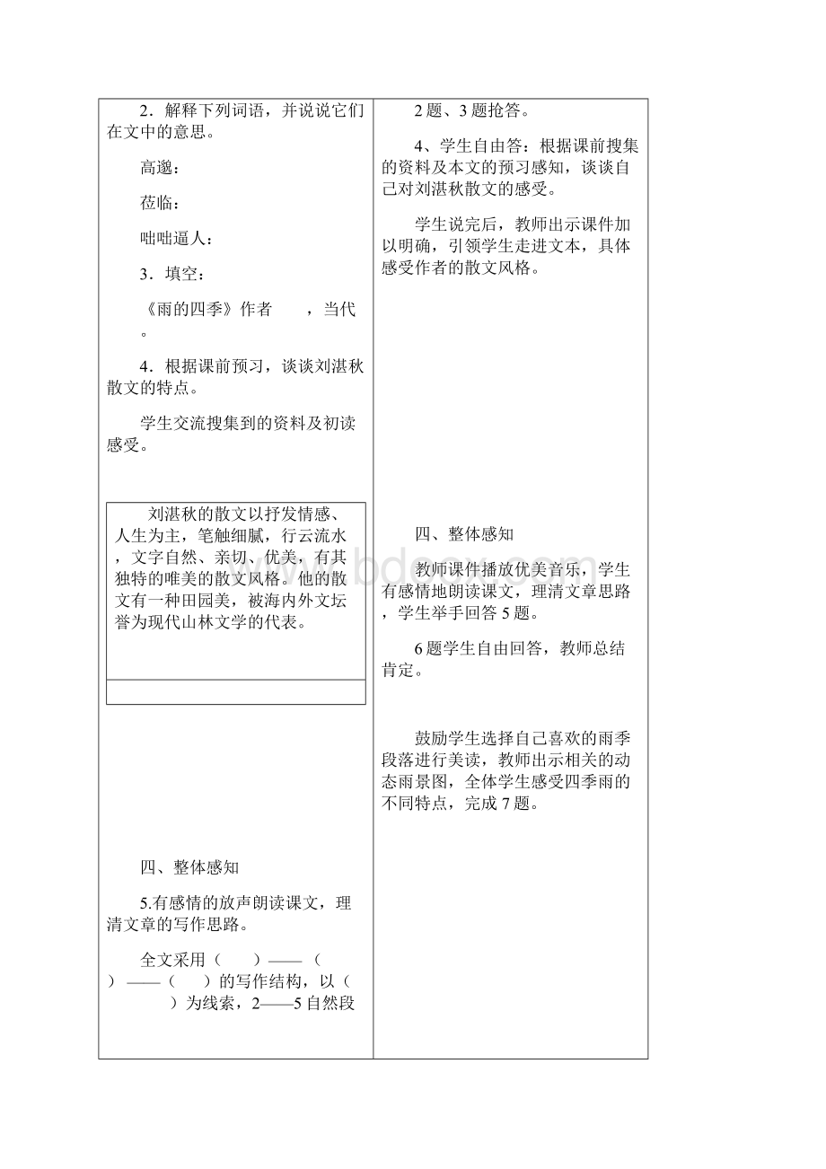 人教版初中一年级语文上册《雨的四季》学案Word文件下载.docx_第3页