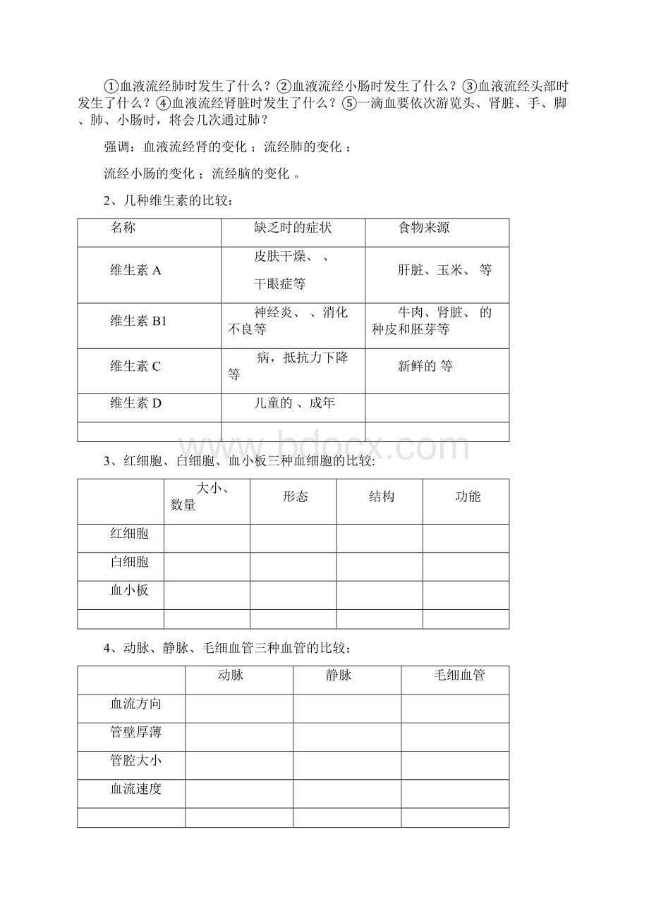 八年级生物下册 第4专题 生物圈中的人新陈代谢复习教案2 济南版.docx_第3页