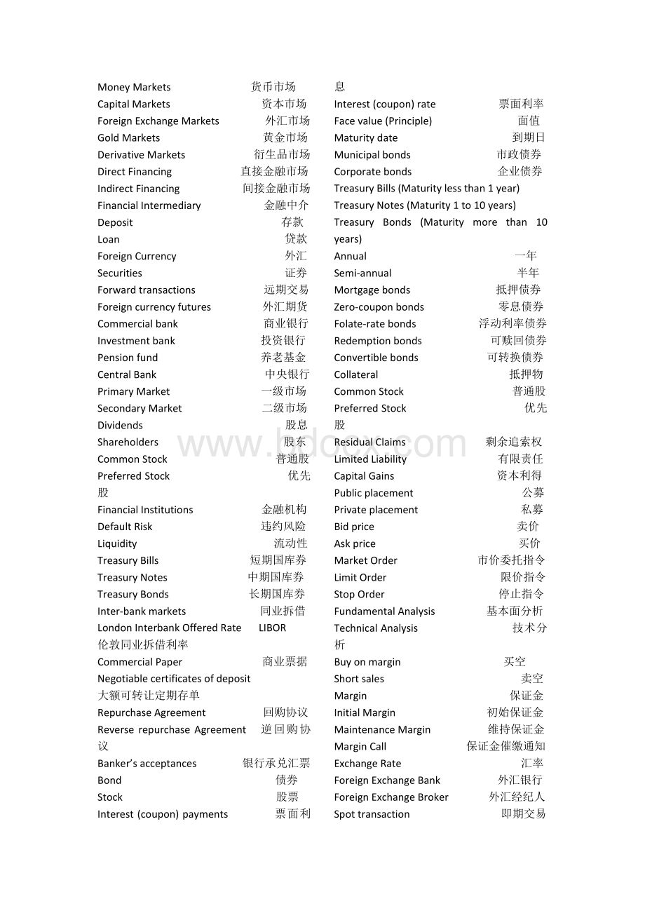 金融英语专业词汇汇总.docx_第1页