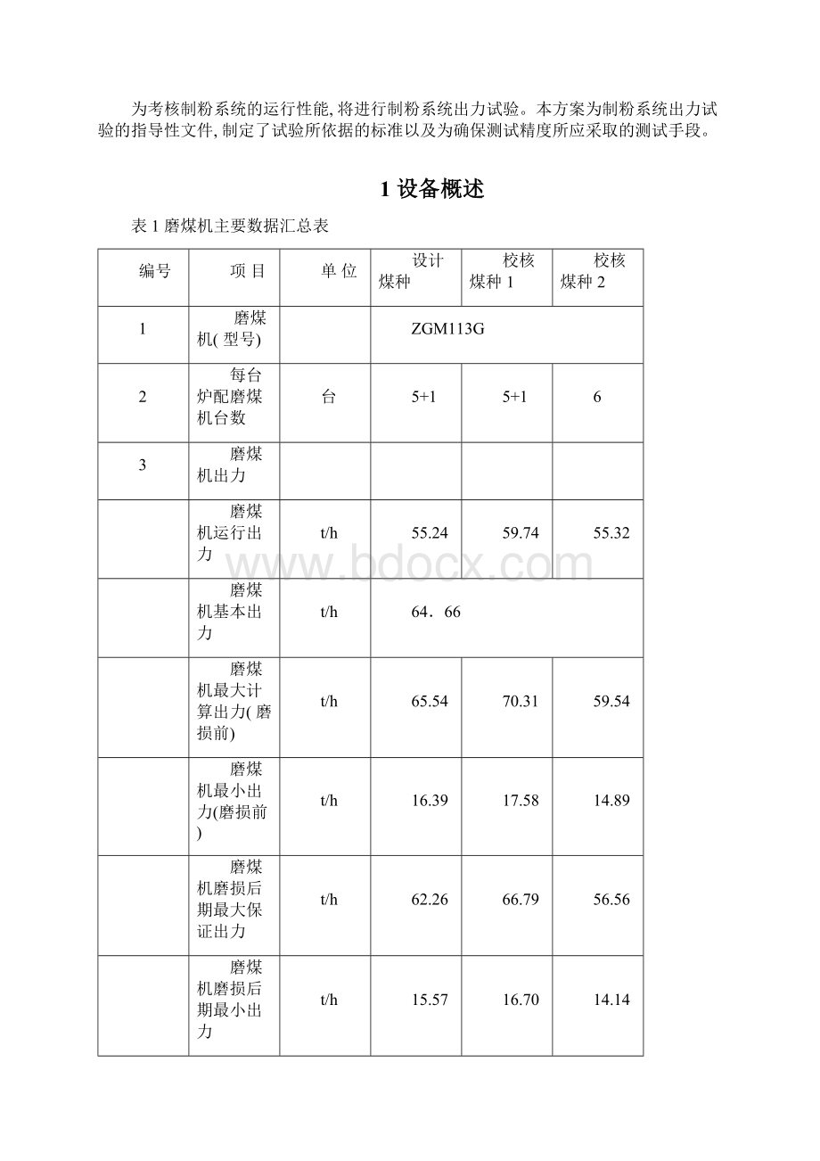 机组制粉系统出力及单耗性能考核试验方案版模板.docx_第2页