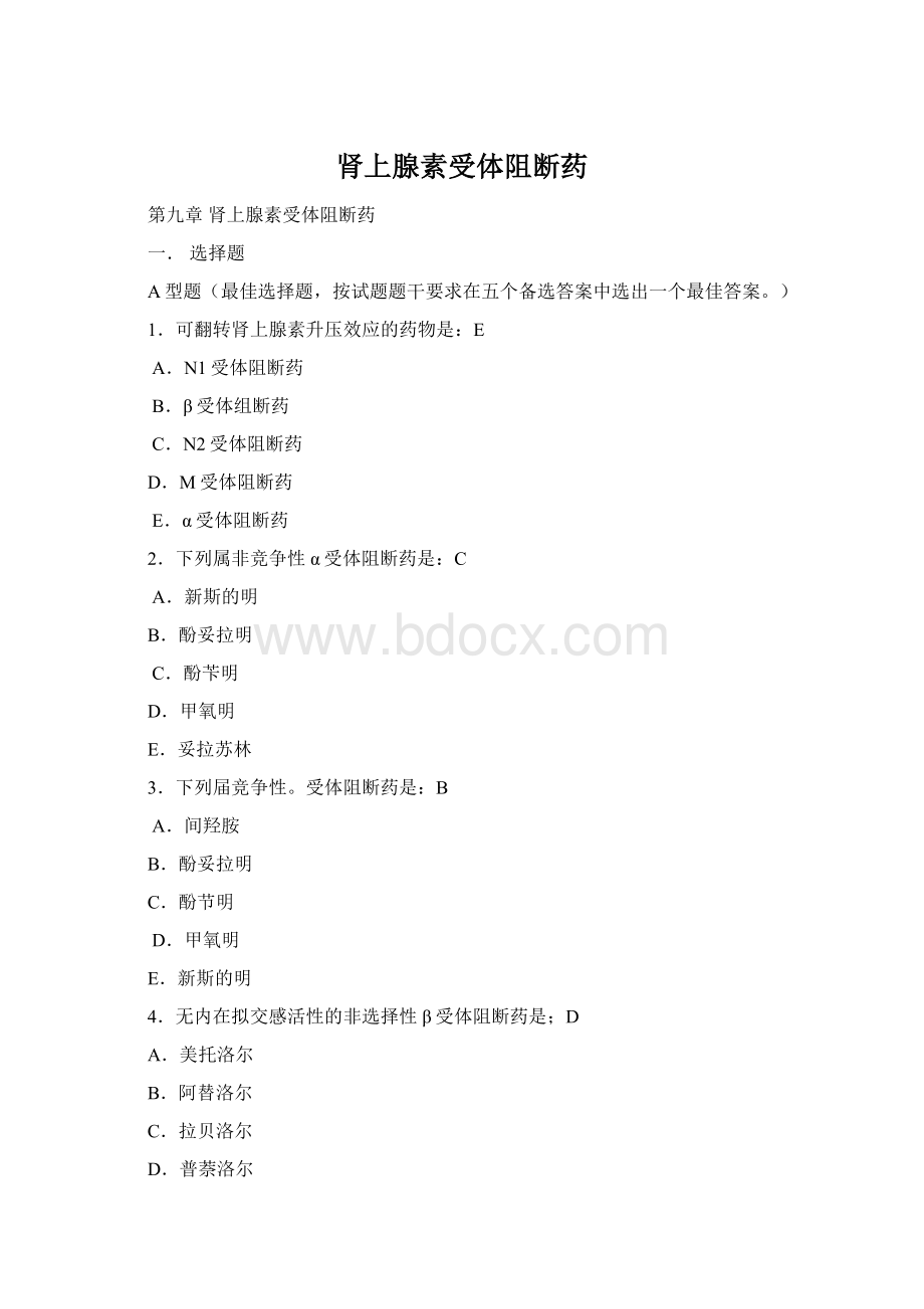 肾上腺素受体阻断药Word文档格式.docx_第1页