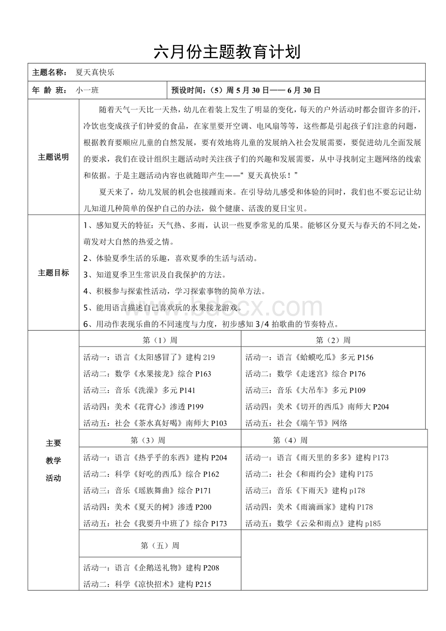 《夏天真快乐》主题计划.doc_第1页