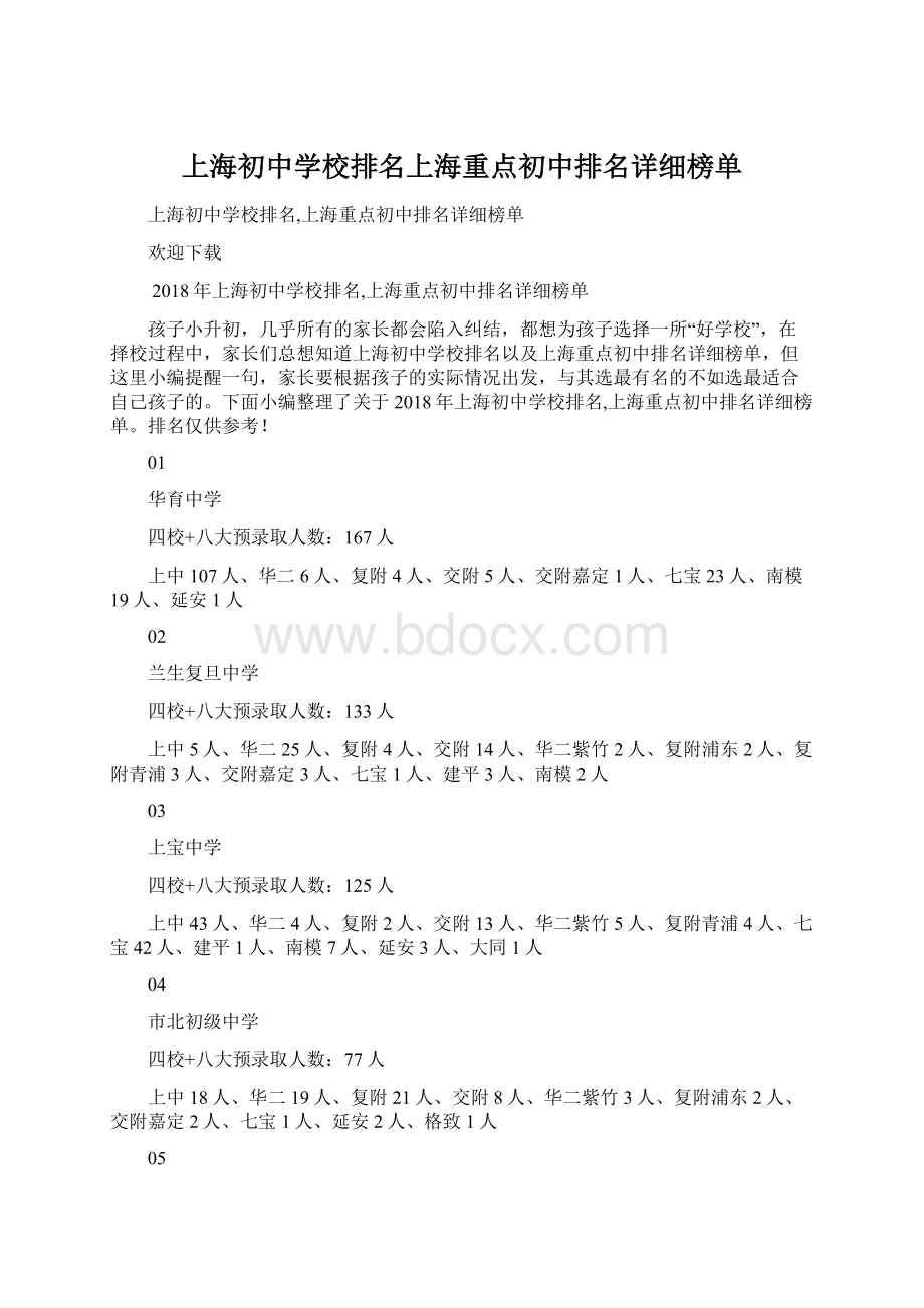 上海初中学校排名上海重点初中排名详细榜单.docx
