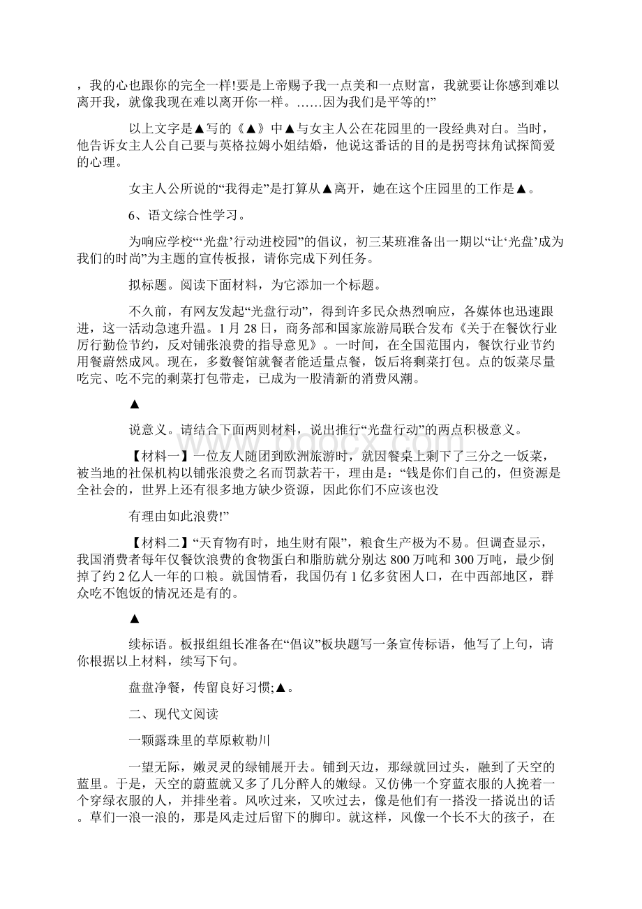 浙江省乐清市九年级下学期第一次语文考试试题Word格式文档下载.docx_第2页