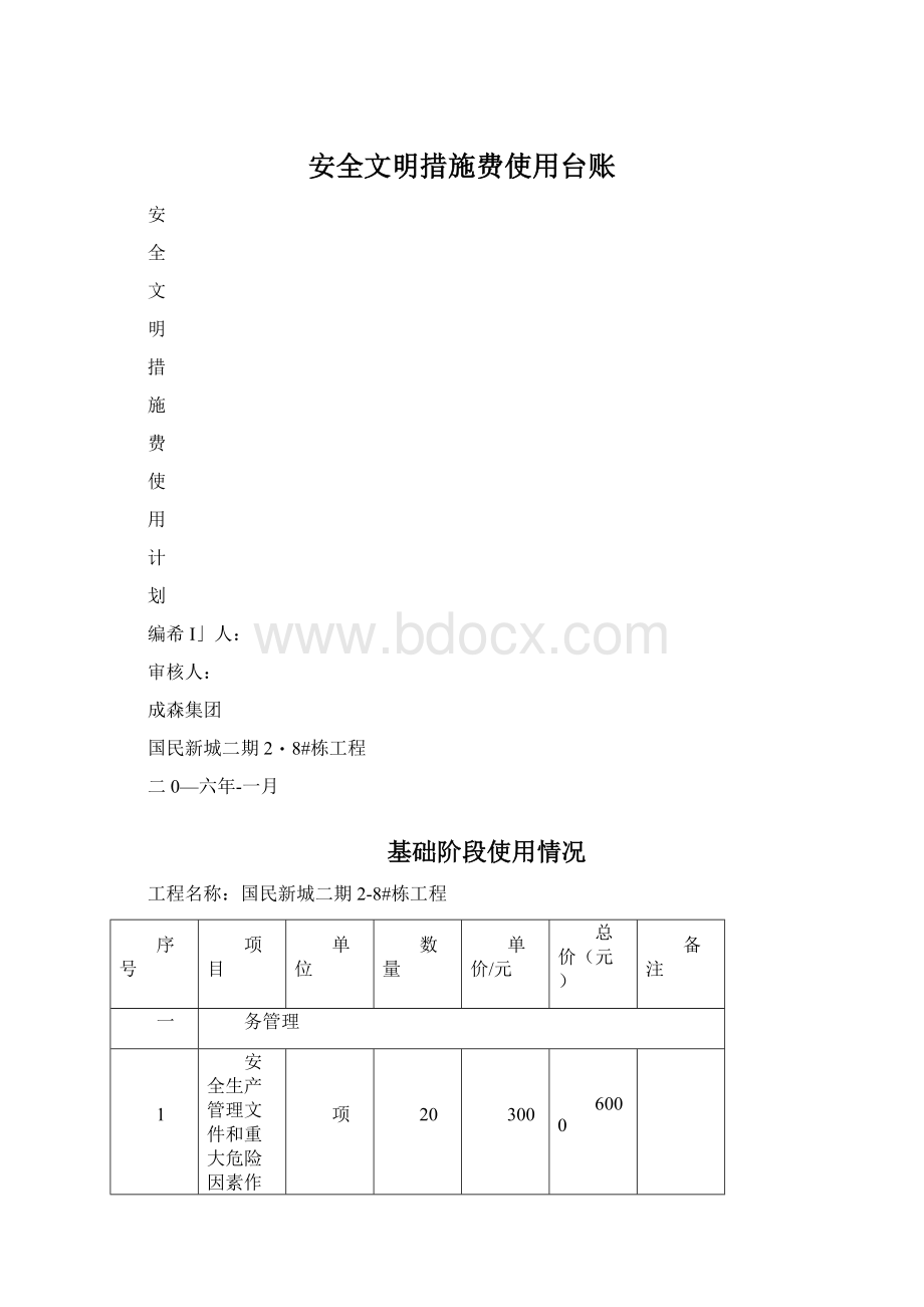 安全文明措施费使用台账.docx