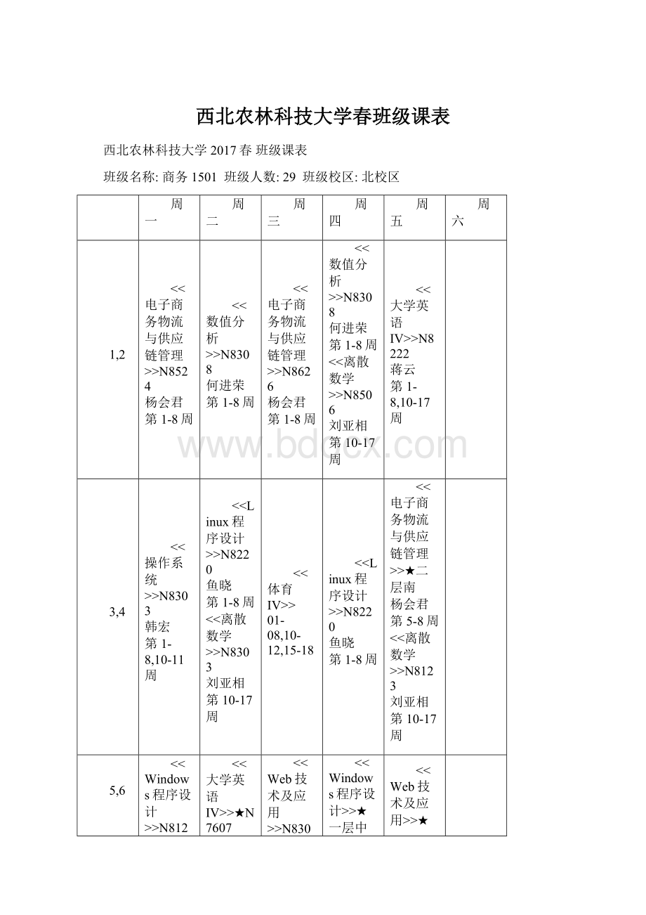 西北农林科技大学春班级课表Word格式文档下载.docx_第1页