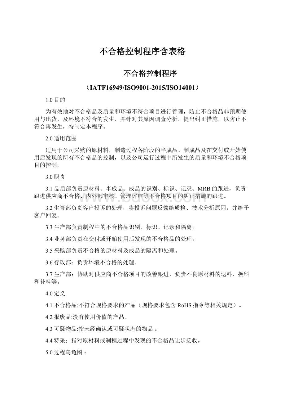 不合格控制程序含表格Word文档格式.docx