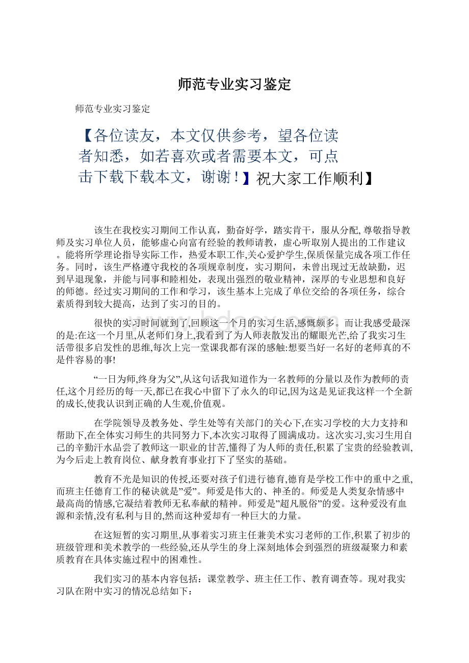 师范专业实习鉴定.docx