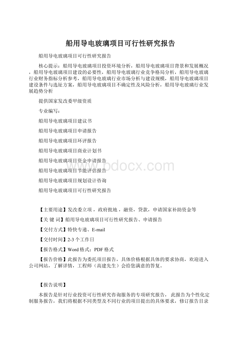 船用导电玻璃项目可行性研究报告文档格式.docx