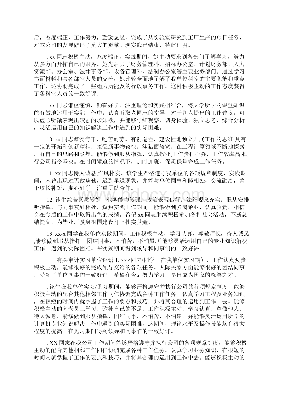 审计实习单位评语文档格式.docx_第2页