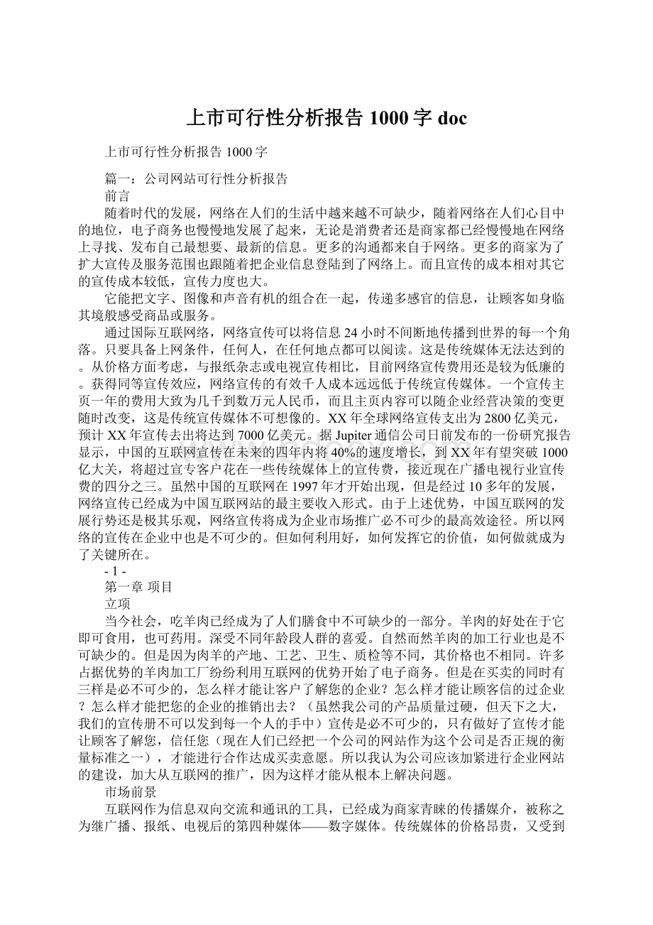 上市可行性分析报告1000字doc.docx_第1页