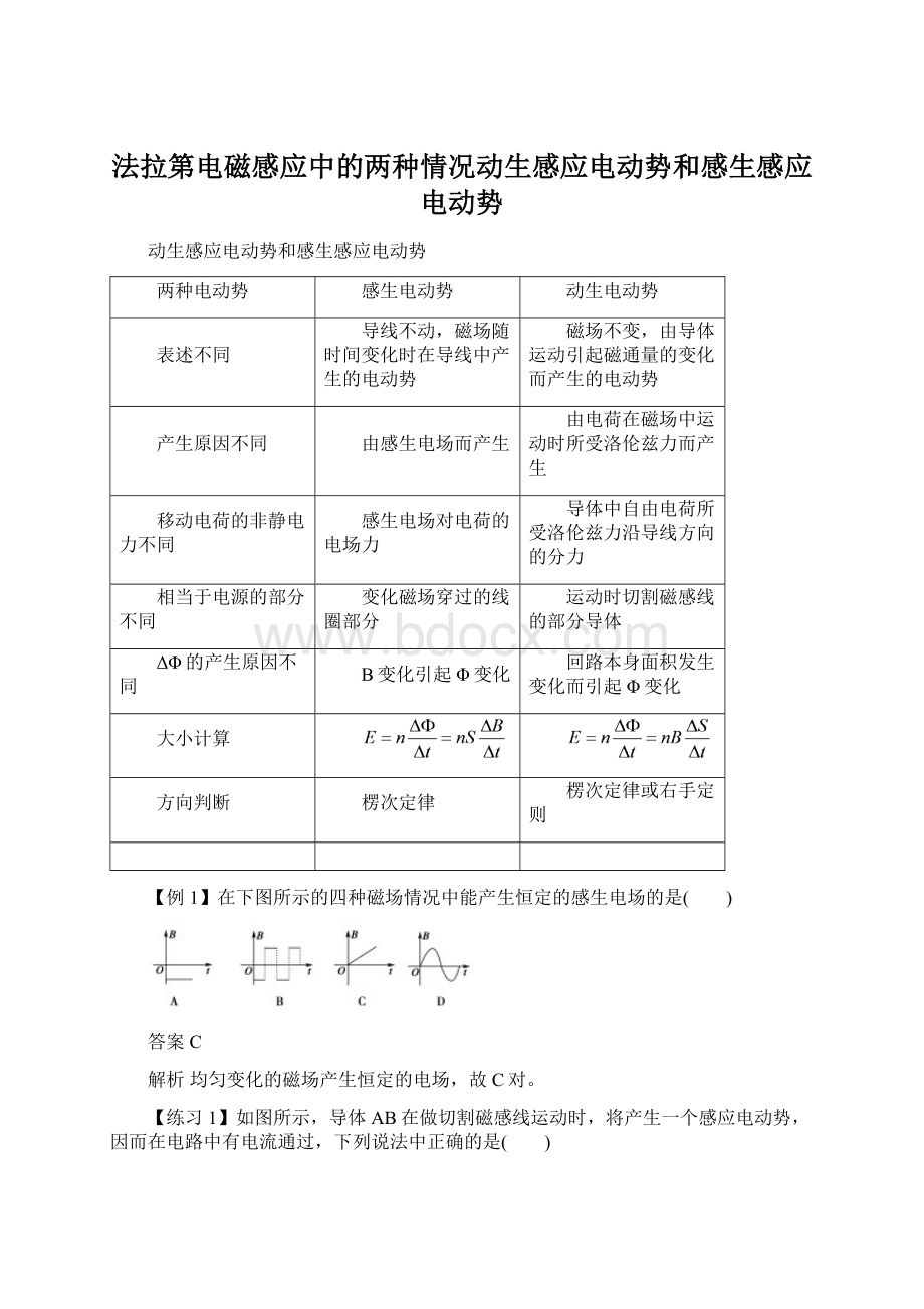 法拉第电磁感应中的两种情况动生感应电动势和感生感应电动势.docx_第1页