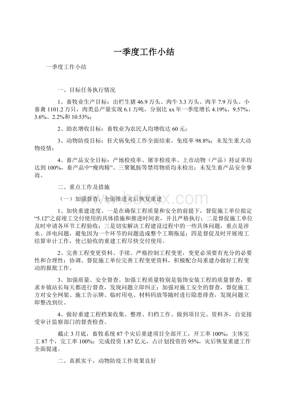 一季度工作小结文档格式.docx