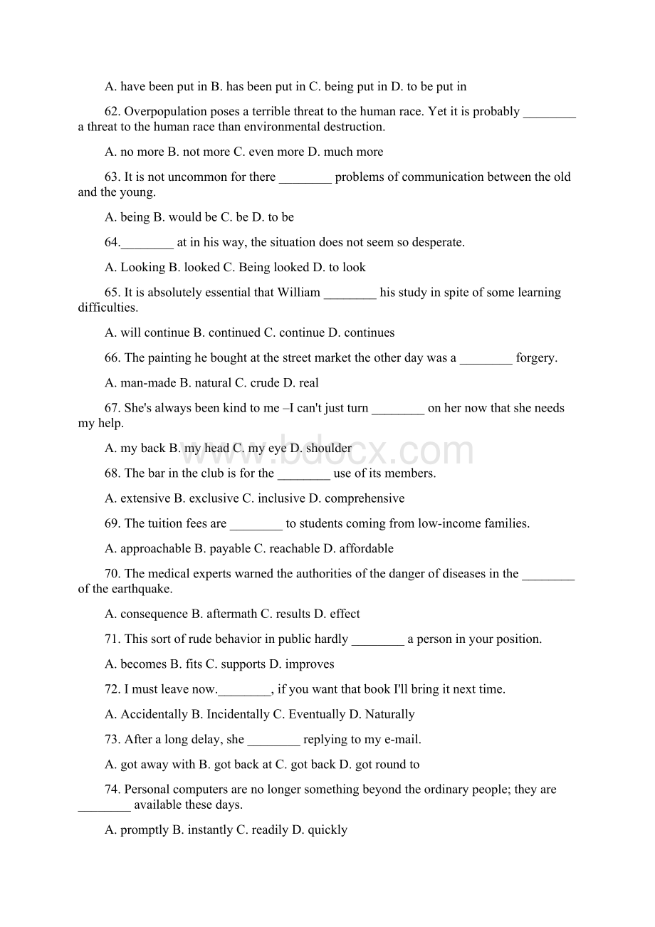 英语专四真题及参考答案语法和词汇部分文档格式.docx_第2页