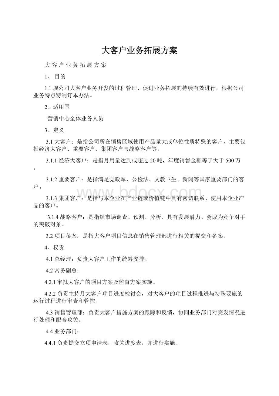 大客户业务拓展方案Word文档下载推荐.docx