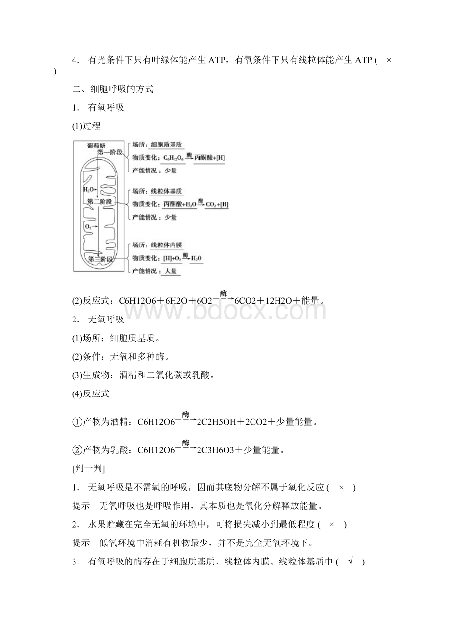 高三生物一轮复习 310ATP细胞呼吸教学案 新人教版Word文档格式.docx_第2页